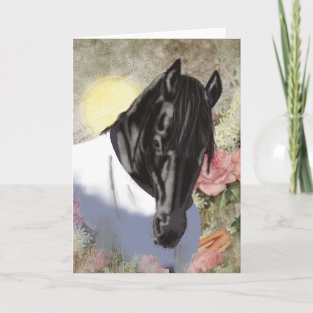 Friesian Stallion - Greeting Card (Front)