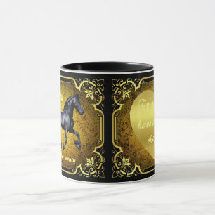 Friesian stallion  horse, heart of Gold mug