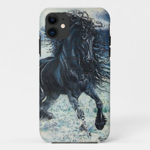 "Friesian Storm" black stallion, cartooned Case-Mate iPhone Case