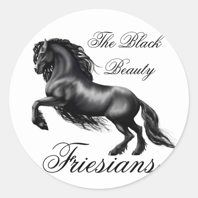 Friesians, black letter classic round sticker (Front)