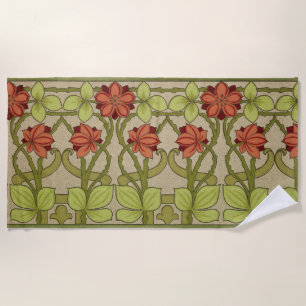 Frieze Border Art Nouveau Floral Beach Towel