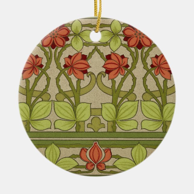 Frieze Border Art Nouveau Floral Ceramic Tree Decoration (Front)