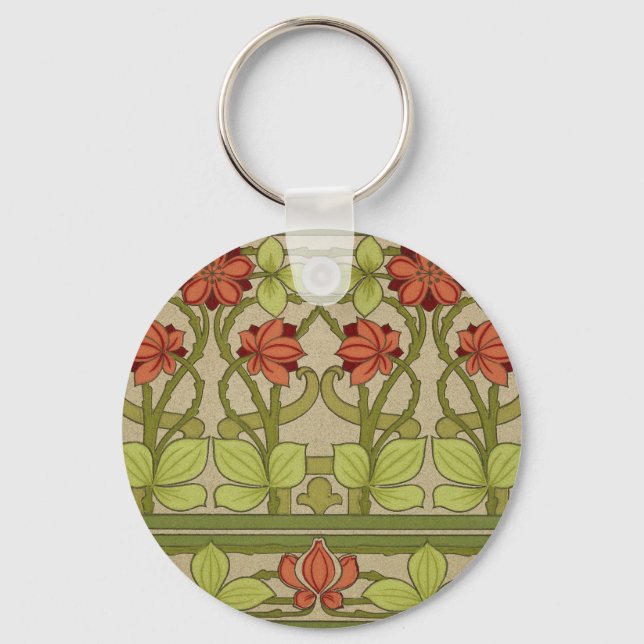 Frieze Border Art Nouveau Floral Key Ring (Front)