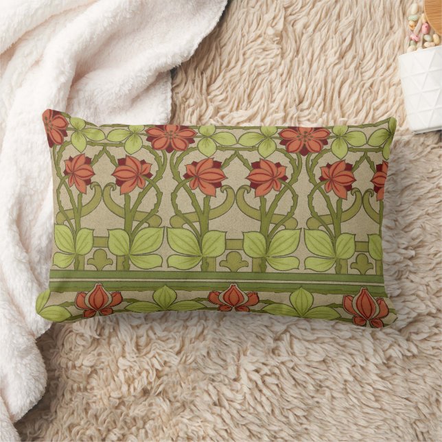 Frieze Border Art Nouveau Floral Lumbar Cushion (Blanket)