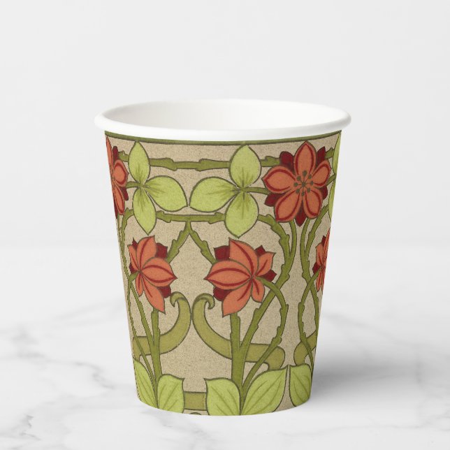 Frieze Border Art Nouveau Floral Paper Cups (Front)