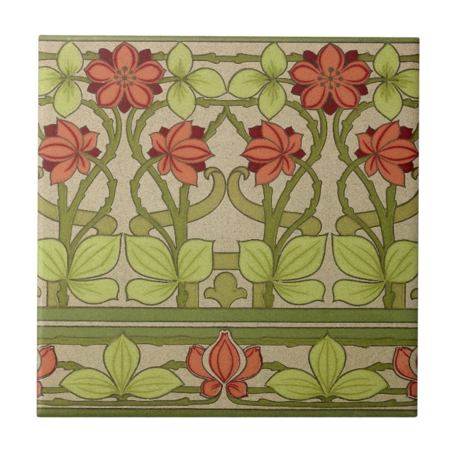 Frieze Border Art Nouveau Floral Tile (Front)