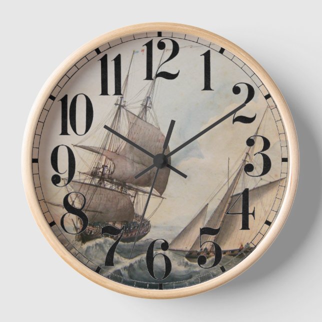 Frigate in a swell 17th century clock (Front)