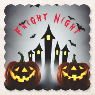 Fright Night Creepy Halloween Jack 'o Lantern Paper Coaster