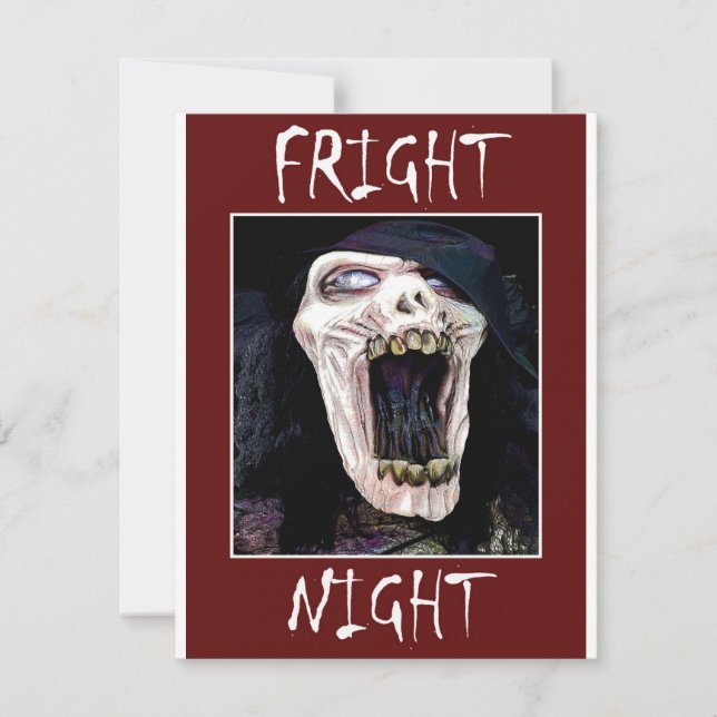 Fright Night Skelton Skulll Halloween Party  Invitation (Front)