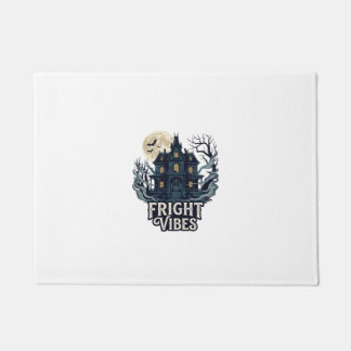 Fright Vibes Haloween Haunted House Full Moon Bats Doormat