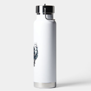 Fright Vibes Haloween Haunted House Full Moon Bats Water Bottle