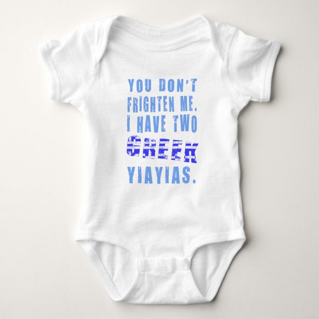 Frighten Me Greek Yiayias Baby Bodysuit (Front)