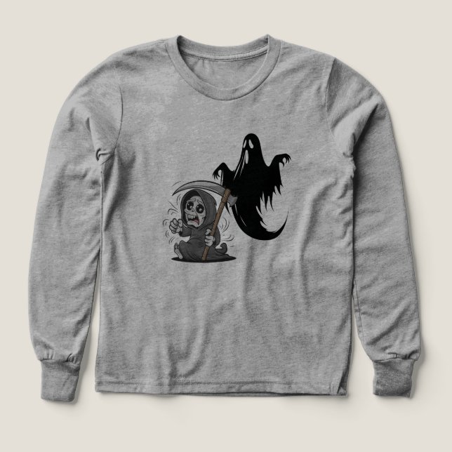 Frightened grim reaper and ghost. (Design Front)