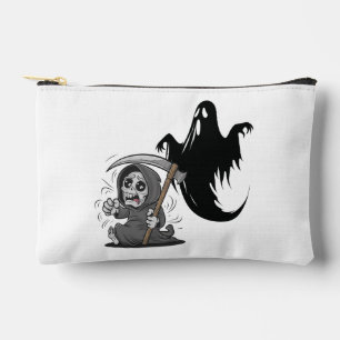 Frightened grim reaper and ghost. accessory pouch
