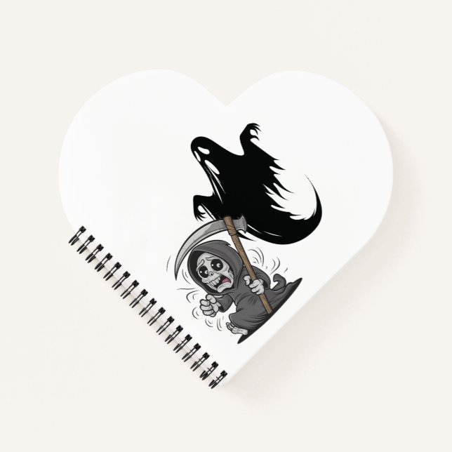 Frightened grim reaper and ghost. notebook (Front)