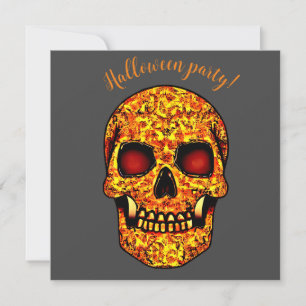 Frightening Halloween skull with red eyes Invitation