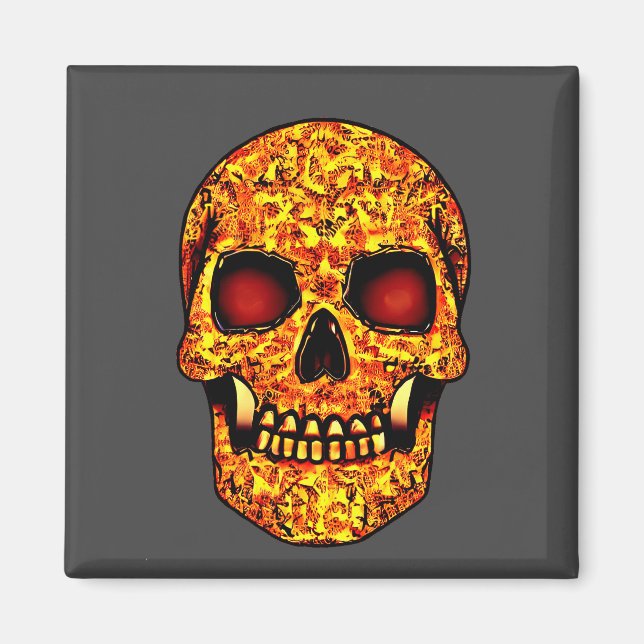 Frightening Halloween skull with red eyes  Magnet (Front)