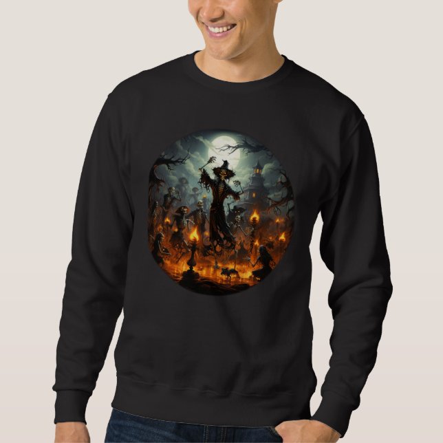 Frightful Skeleton Witches Party Halloween Sweatshirt (Front)