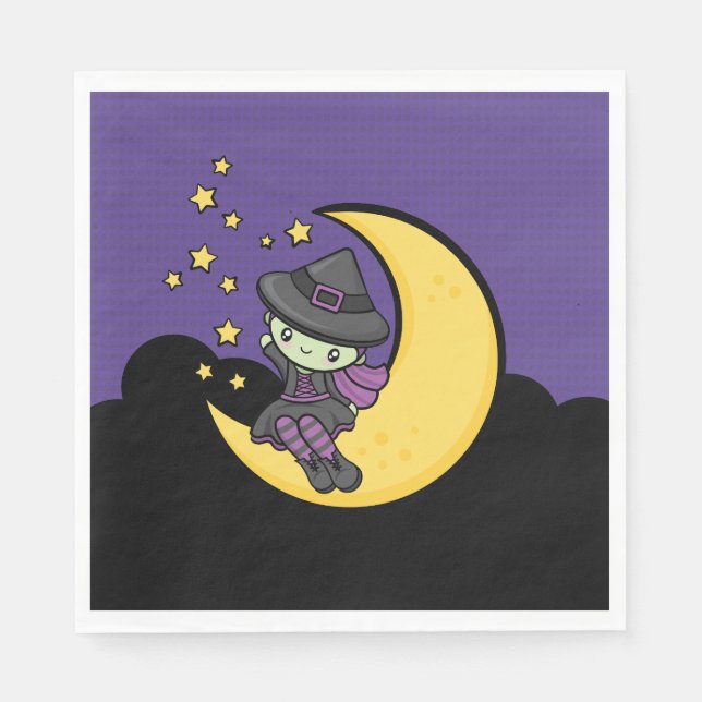 Frightfully Cute Halloween Witch Napkin (Front)