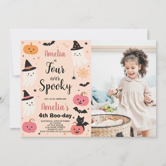 Frightfully Fun Four Halloween Birthday Invite (Front)