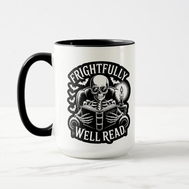 Frightfully Well Read Candlelight Skeleton Mug (Left)