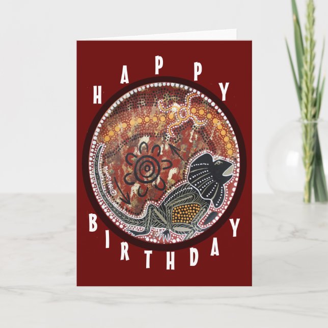 Frill Neck Lizard Dreaming Birthday Card (Front)