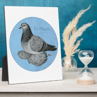 Frillback Blue Grizzle Pigeon Plaque