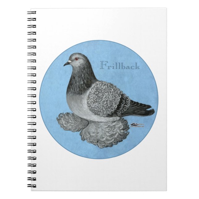 Frillback Blue Grizzle Pigeon Spiral Notebook (Front)
