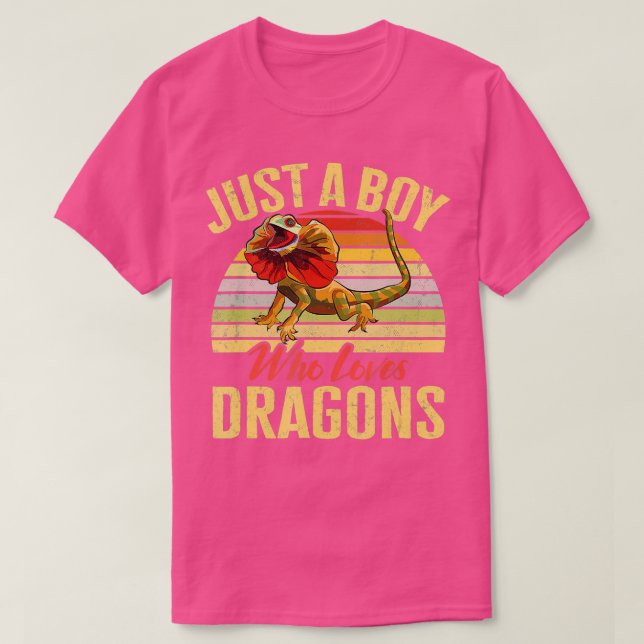 Frilled Lizard Just A Boy Who Loves Dragons Herpet T-Shirt (Design Front)
