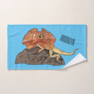 Frilled-neck lizard cartoon illustration bath towel set