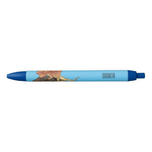 Frilled-neck lizard cartoon illustration black ink pen