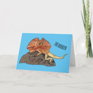 Frilled-neck lizard cartoon illustration card