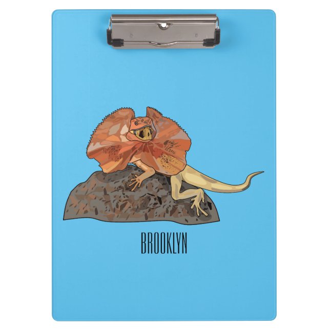 Frilled-neck lizard cartoon illustration clipboard (Front)