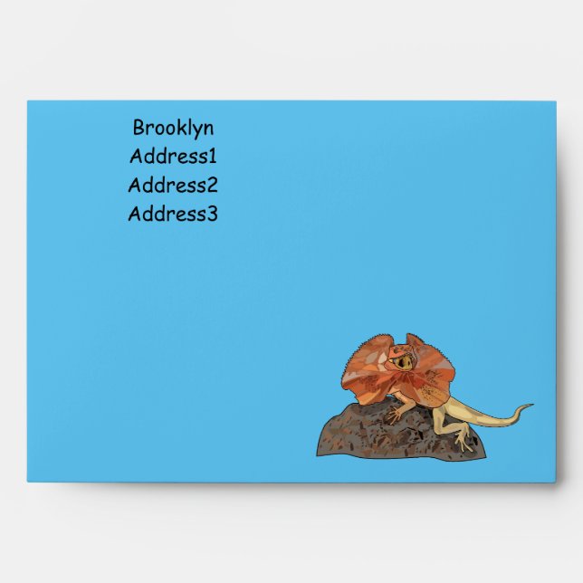 Frilled-neck lizard cartoon illustration envelope (Front)