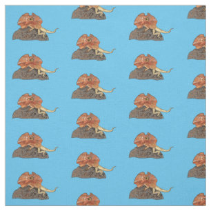 Frilled-neck lizard cartoon illustration fabric
