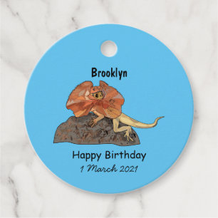 Frilled-neck lizard cartoon illustration favour tags