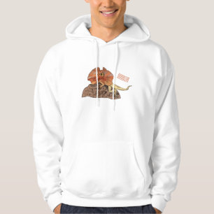 Frilled-neck lizard cartoon illustration hoodie