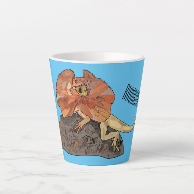Frilled-neck lizard cartoon illustration latte mug (Front)