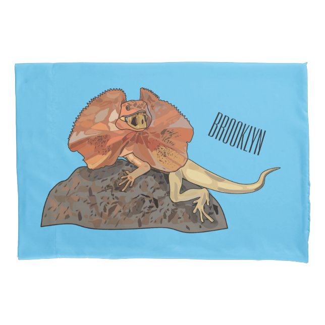 Frilled-neck lizard cartoon illustration pillowcase (Front)