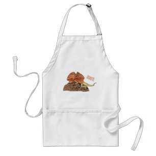 Frilled-neck lizard cartoon illustration standard apron