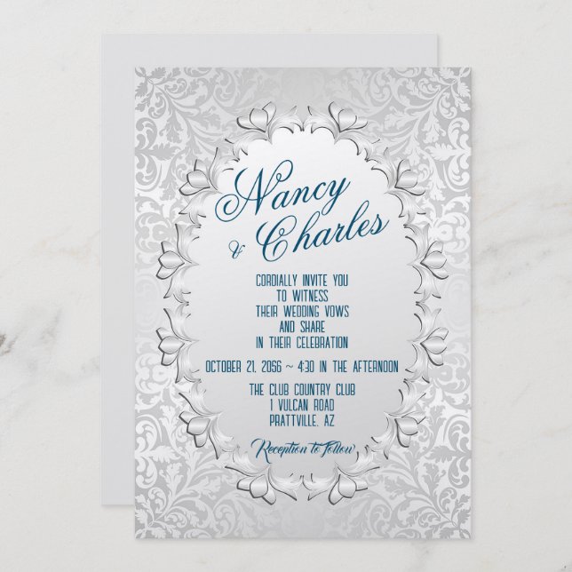 Frilly and Feminine Wedding Invitation (Front/Back)