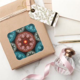 Frilly colourful decoration square sticker
