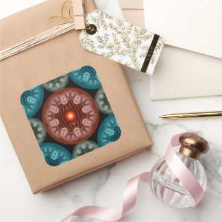 Frilly colourful decoration square sticker