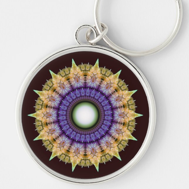 Frilly radiating colorful pattern key ring (Front)