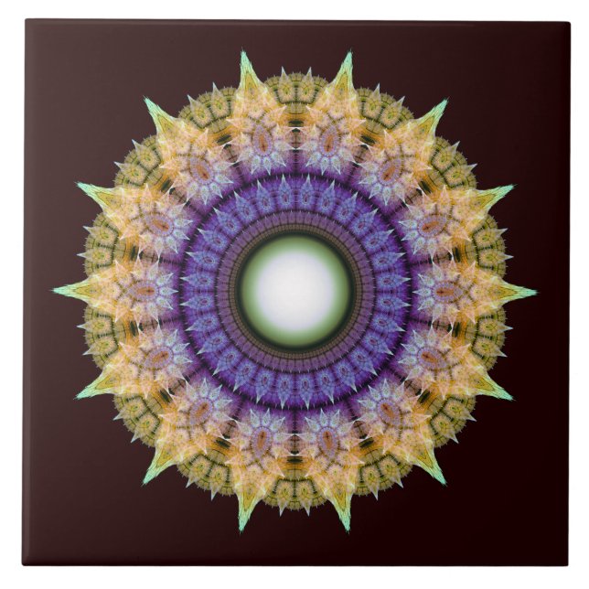 Frilly radiating colourful pattern tile (Front)