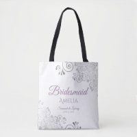 Frilly Silver & Lavender Bridesmaid White Wedding
