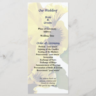 Frilly Yellow Pansies Wedding Program Programme
