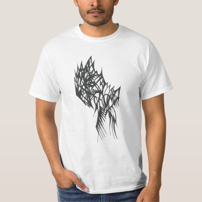 Fringe Black White Abstract Tribal Tattoo Art T-Shirt (Front)