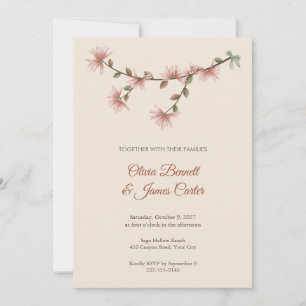 Fringe Flower Boho Wedding Invitation