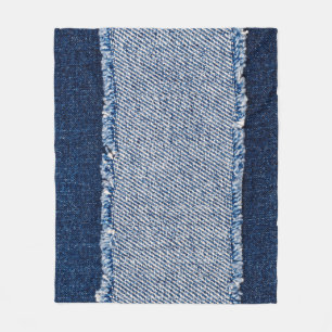 Fringed denim blue jeans frame. fleece blanket